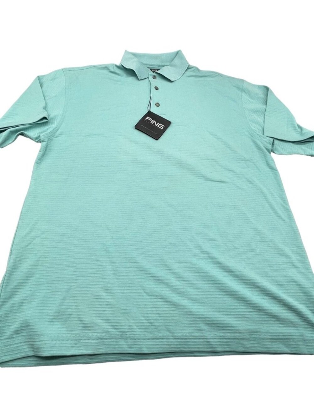 Ping Collection Karsten men's Jacquard sport shirt medium aqua 3 mother of READ